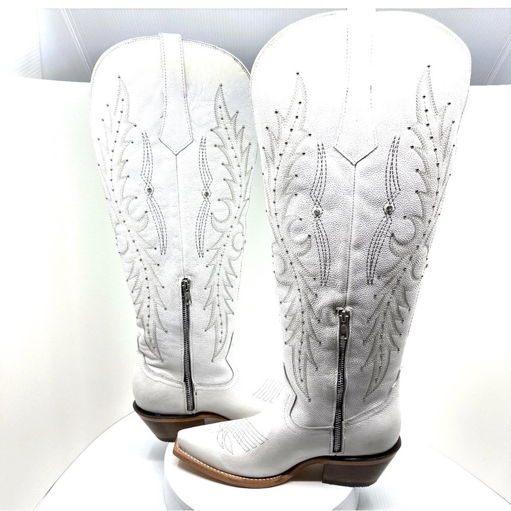 🔥NIB W/Tags ROCKEM Paulina Tall Wide Calf Friendly Snip Toe Cowgirl Boots Size 7 - Picture 7 of 17